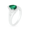Thumbnail Image 6 of Pear-Shaped Lab-Created Emerald and White Sapphire Geometric Curve Split Shank Bridal Set in Sterling Silver