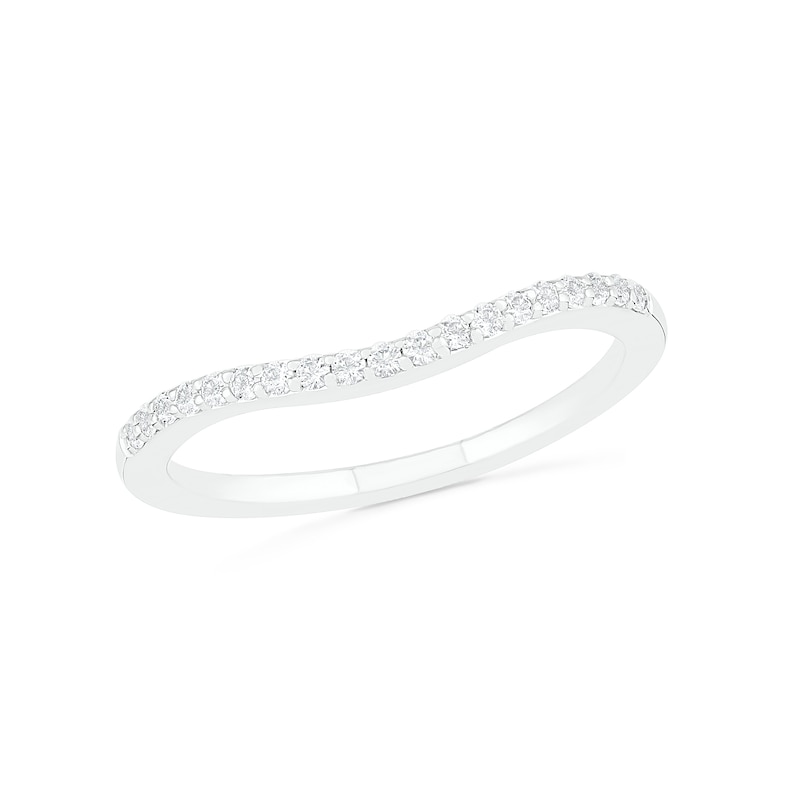 Main Image 7 of Pear-Shaped Lab-Created Emerald and White Sapphire Geometric Curve Split Shank Bridal Set in Sterling Silver