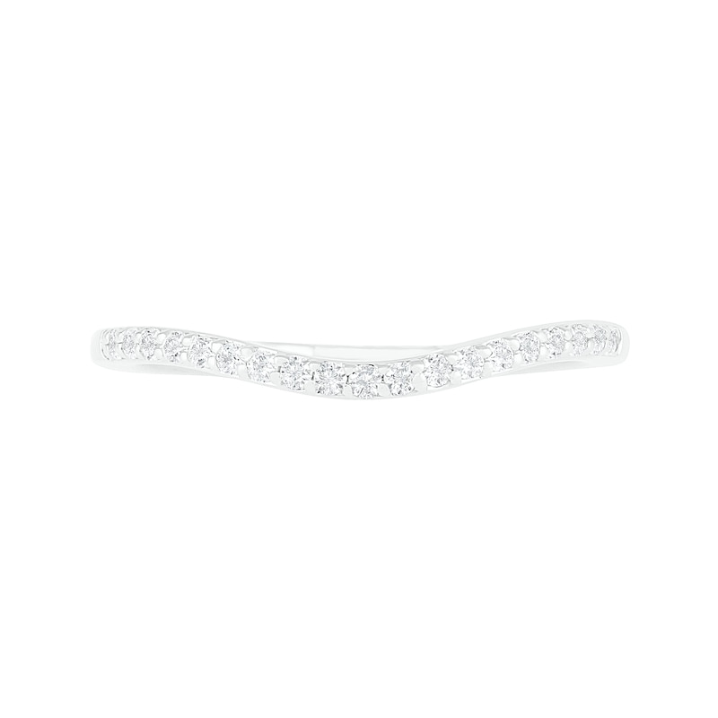 Main Image 8 of Pear-Shaped Lab-Created Emerald and White Sapphire Geometric Curve Split Shank Bridal Set in Sterling Silver