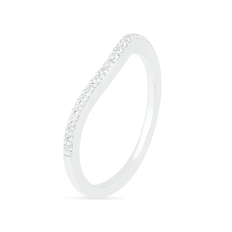 Main Image 9 of Pear-Shaped Lab-Created Emerald and White Sapphire Geometric Curve Split Shank Bridal Set in Sterling Silver