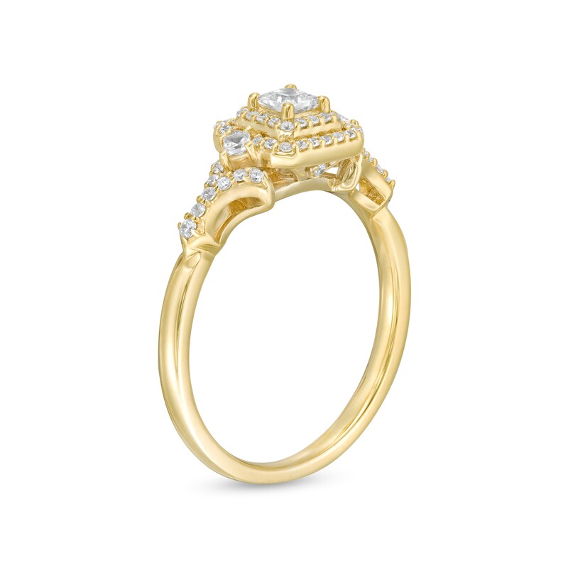 0.30 CT. T.W. Princess-Cut Diamond Double Frame Engagement Ring in 14K Gold