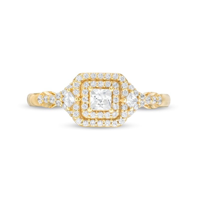 0.30 CT. T.W. Princess-Cut Diamond Double Frame Engagement Ring in 14K Gold