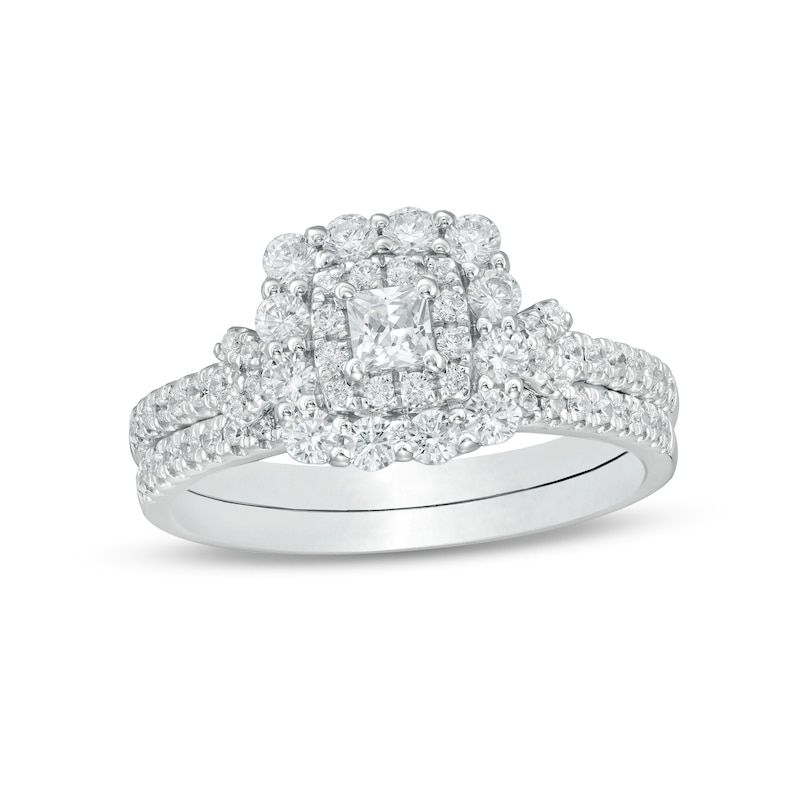 0.70 CT. T.W. Princess-Cut Diamond Frame Bridal Set in 14K White Gold|Peoples Jewellers