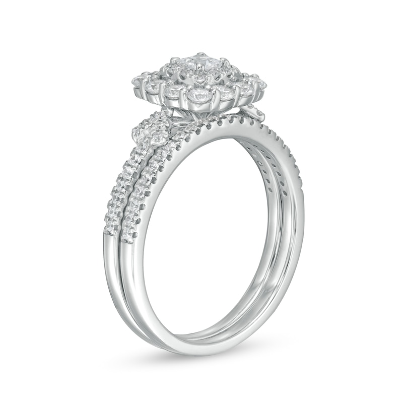 0.70 CT. T.W. Princess-Cut Diamond Frame Bridal Set in 14K White Gold