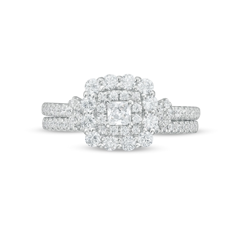 0.70 CT. T.W. Princess-Cut Diamond Frame Bridal Set in 14K White Gold