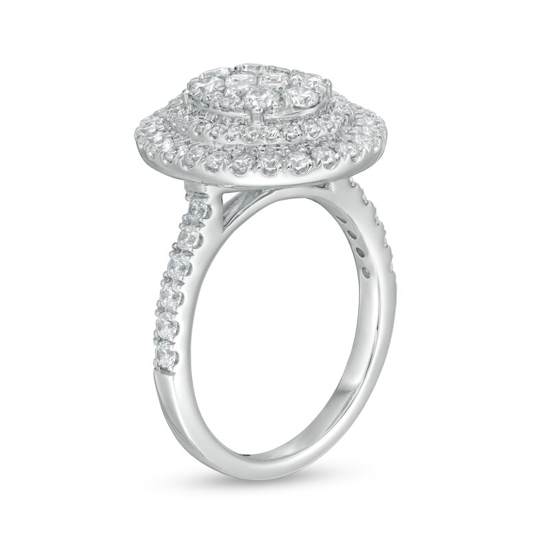 Main Image 3 of 1.45 CT. T.W. Princess-Cut and Round Composite Diamond Engagement Ring in 14K White Gold