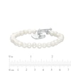 5.0-6.0mm Freshwater Cultured Pearl Strand Bracelet with Sterling Silver Heart Charm and Toggle Clasp-7.5"