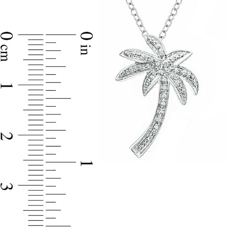 Main Image 2 of 0.04 CT. T.W. Diamond Palm Tree Pendant in Sterling Silver