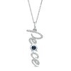 Thumbnail Image 1 of 3.0mm Lab-Created Blue and White Sapphire "Peace" Script Vertical Pendant in Sterling Silver