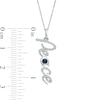 Thumbnail Image 3 of 3.0mm Lab-Created Blue and White Sapphire "Peace" Script Vertical Pendant in Sterling Silver