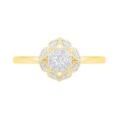 0.29 CT. T.W. Diamond Flower Frame Bridal Set in 10K Gold