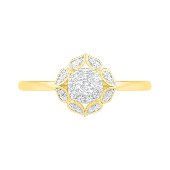 0.29 CT. T.W. Diamond Flower Frame Bridal Set in 10K Gold