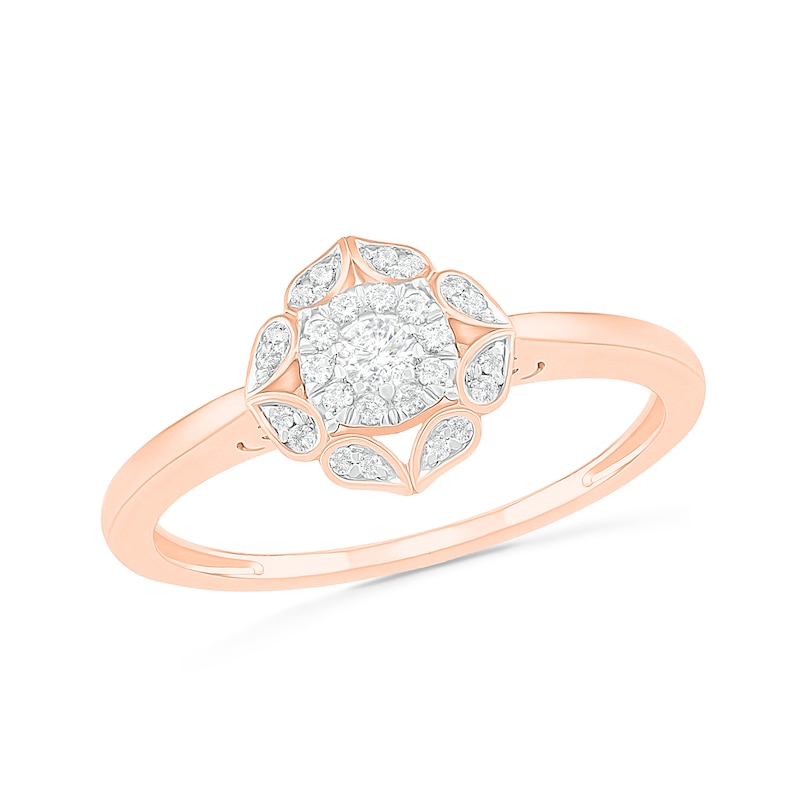 Main Image 4 of 0.29 CT. TW. Diamond Flower Frame Bridal Set in 10K Rose Gold