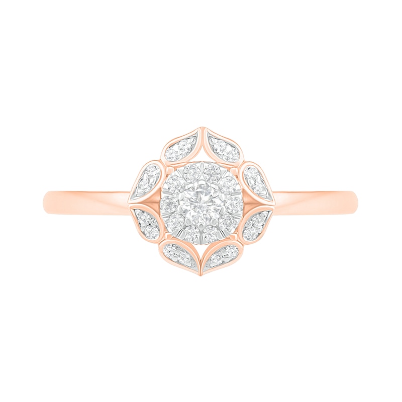 Main Image 5 of 0.29 CT. TW. Diamond Flower Frame Bridal Set in 10K Rose Gold