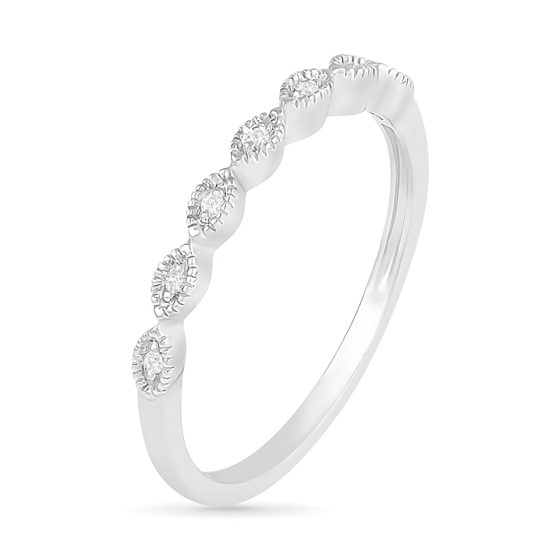 Main Image 9 of 0.23 CT. T.W. Diamond Vintage-Style Scallop Shank Bridal Set in Sterling Silver