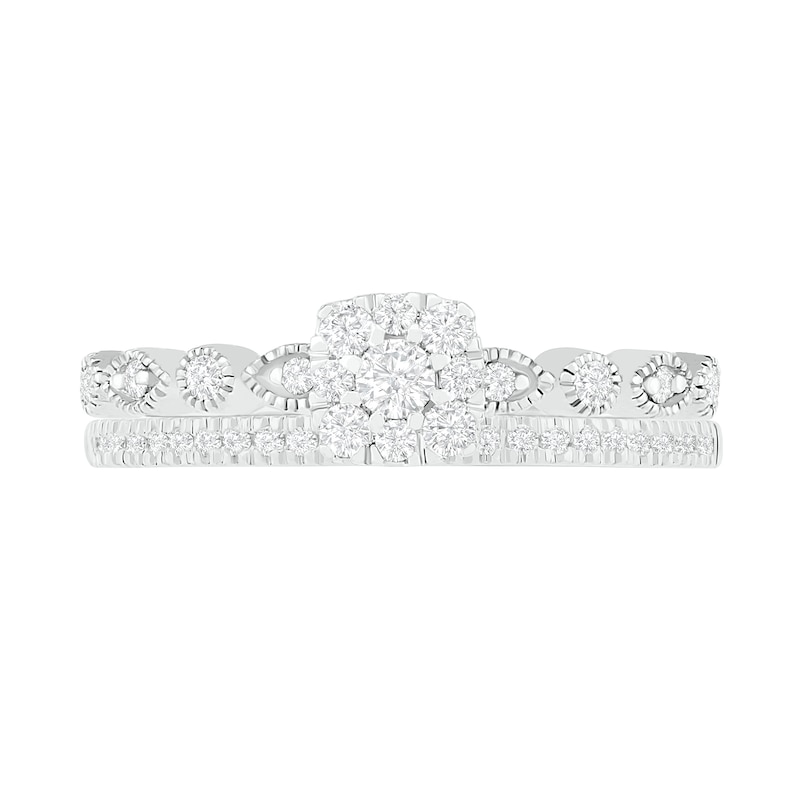 0.37 CT. T.W. Composite Diamond Vintage-Style Bridal Set in 10K White Gold