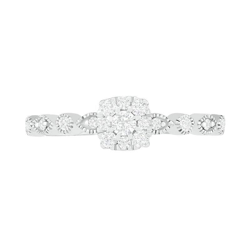 0.37 CT. T.W. Composite Diamond Vintage-Style Bridal Set in 10K White Gold