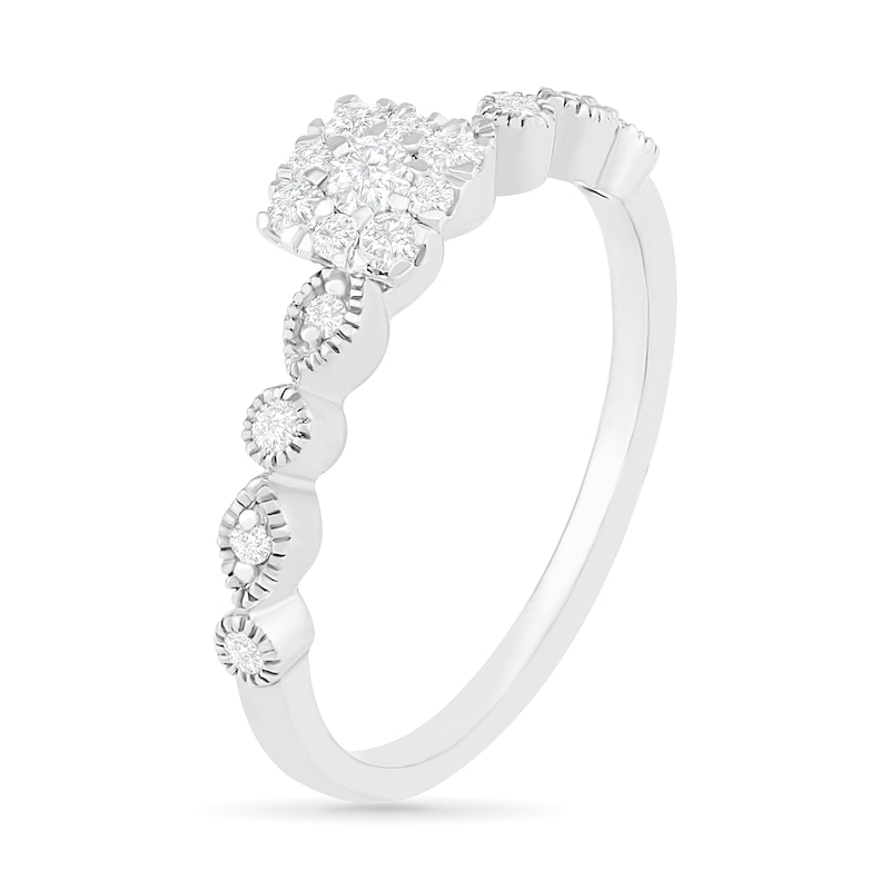 Main Image 6 of 0.37 CT. T.W. Composite Diamond Vintage-Style Bridal Set in 10K White Gold