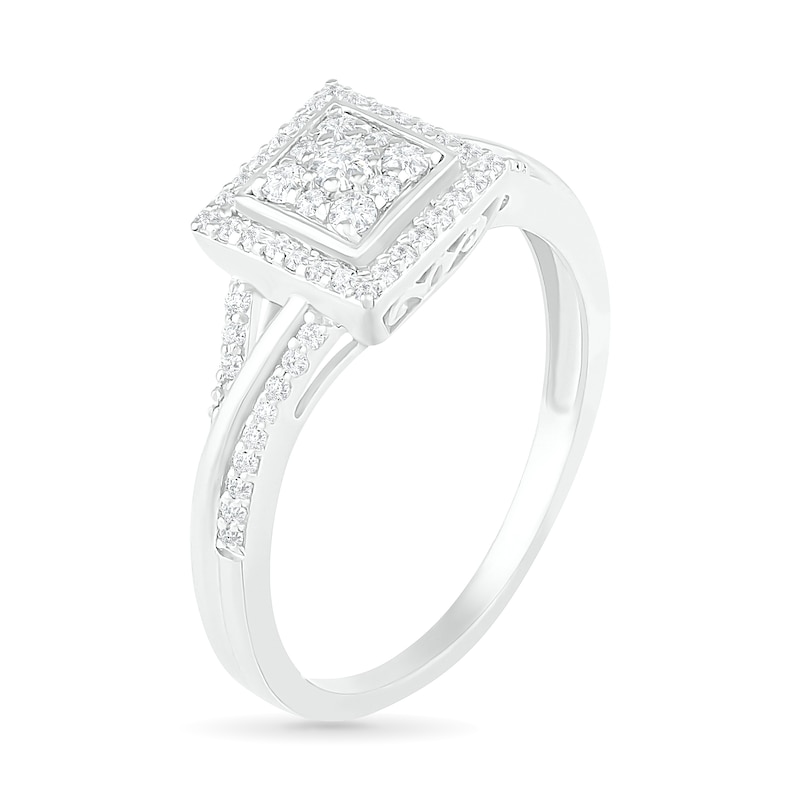 Main Image 6 of 0.37 CT. T.W. Composite Diamond Square Frame Split Shank Bridal Set in 10K White Gold