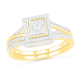 0.37 CT. T.W. Composite Diamond Square Frame Split Shank Bridal Set in 10K Gold
