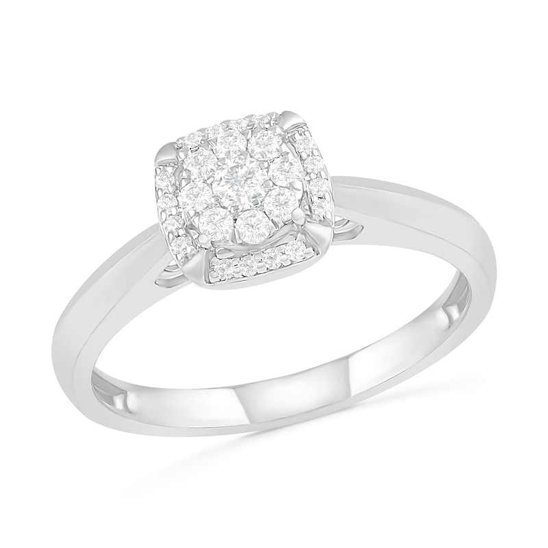 0.29 CT. T.W. Composite Diamond Cushion Frame Bridal Set in 10K White Gold