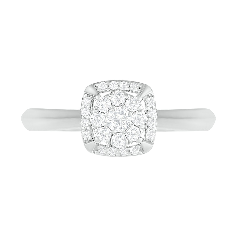 0.29 CT. T.W. Composite Diamond Cushion Frame Bridal Set in 10K White Gold