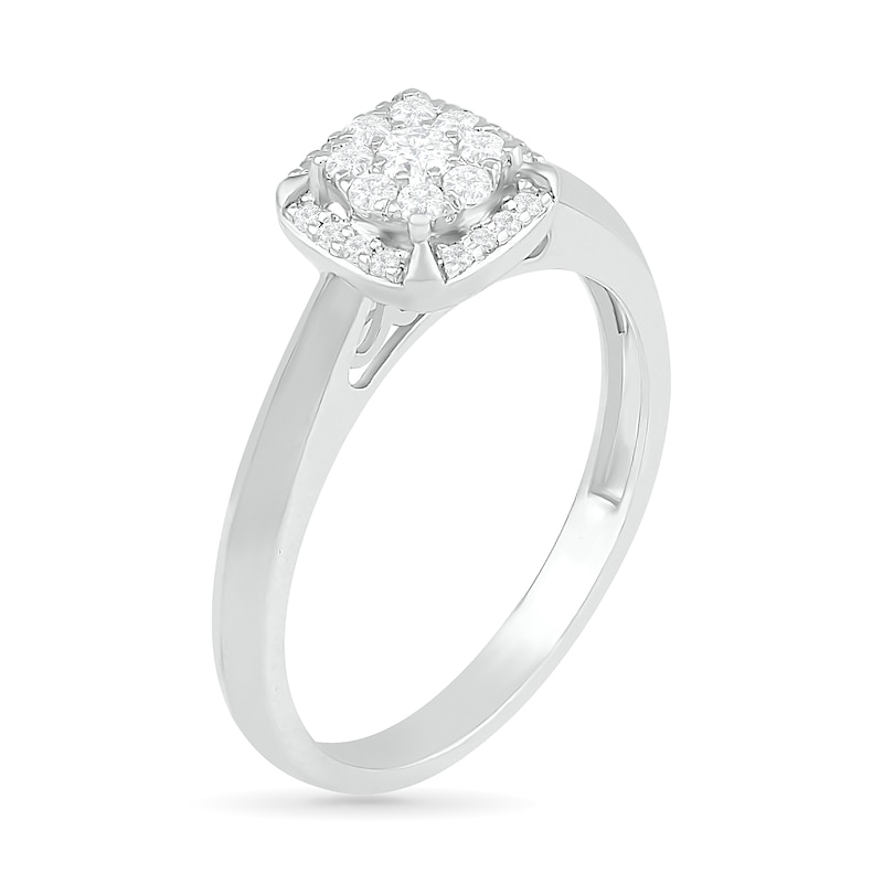 0.29 CT. T.W. Composite Diamond Cushion Frame Bridal Set in 10K White Gold