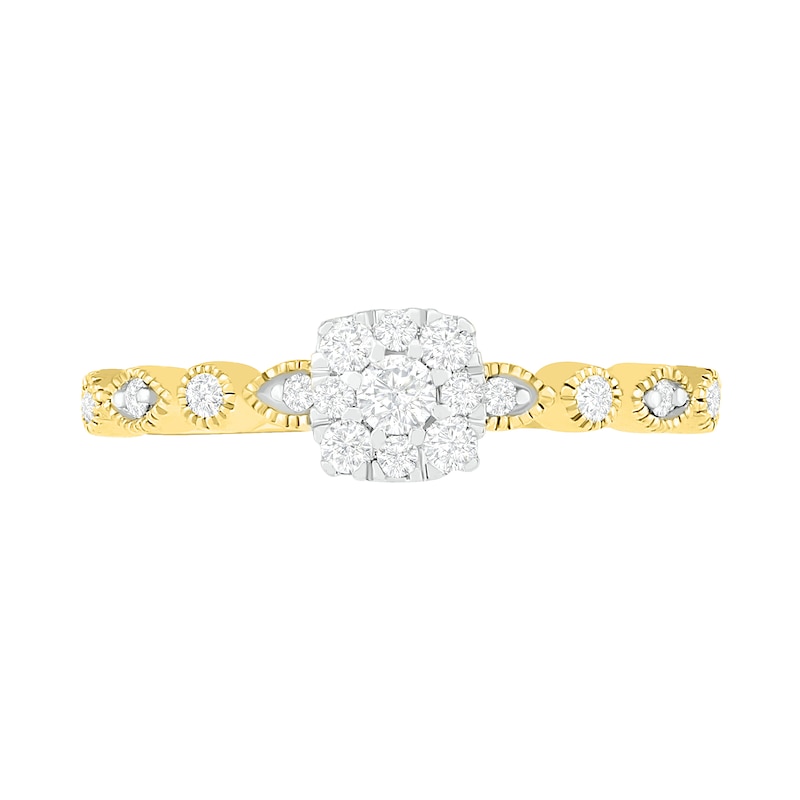 Main Image 5 of 0.37 CT. T.W. Composite Diamond Vintage-Style Alternating Bridal Set in 10K Gold