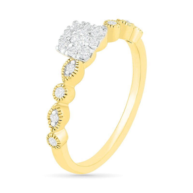 Main Image 6 of 0.37 CT. T.W. Composite Diamond Vintage-Style Alternating Bridal Set in 10K Gold