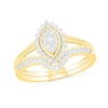 Thumbnail Image 0 of 0.29 CT. T.W. Composite Diamond Marquise Frame Sunburst Bridal Set in 10K Gold