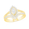 Thumbnail Image 1 of 0.29 CT. T.W. Composite Diamond Marquise Frame Sunburst Bridal Set in 10K Gold