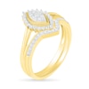Thumbnail Image 2 of 0.29 CT. T.W. Composite Diamond Marquise Frame Sunburst Bridal Set in 10K Gold