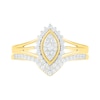 Thumbnail Image 2 of 0.29 CT. T.W. Composite Diamond Marquise Frame Sunburst Bridal Set in 10K Gold