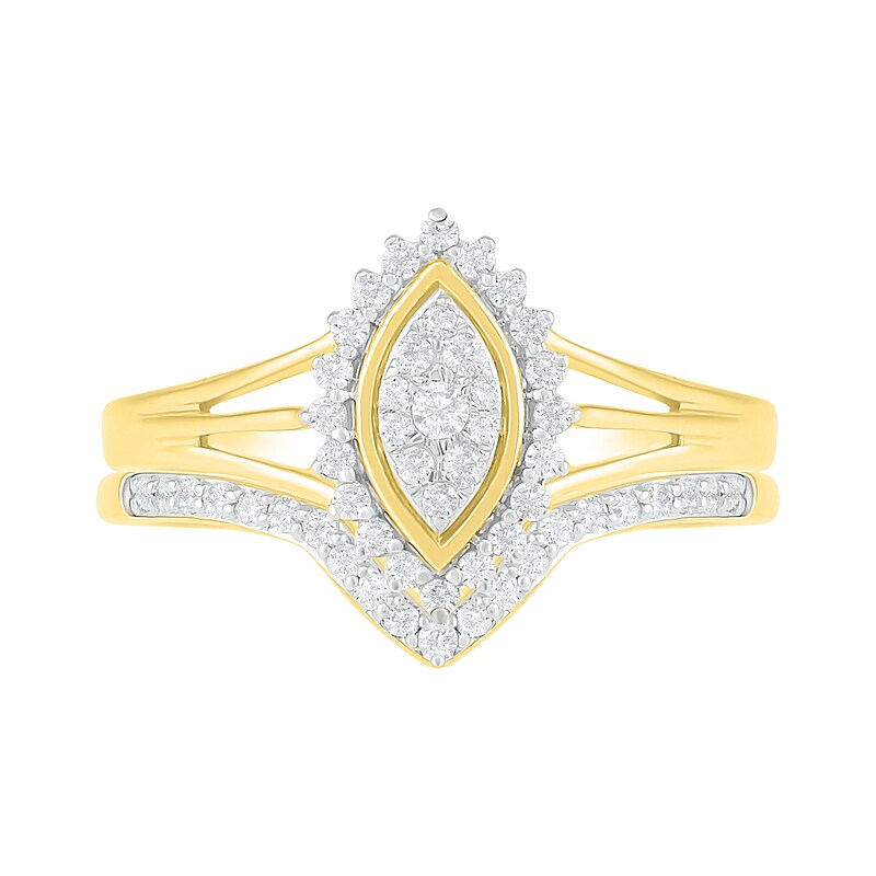 Main Image 3 of 0.29 CT. T.W. Composite Diamond Marquise Frame Sunburst Bridal Set in 10K Gold