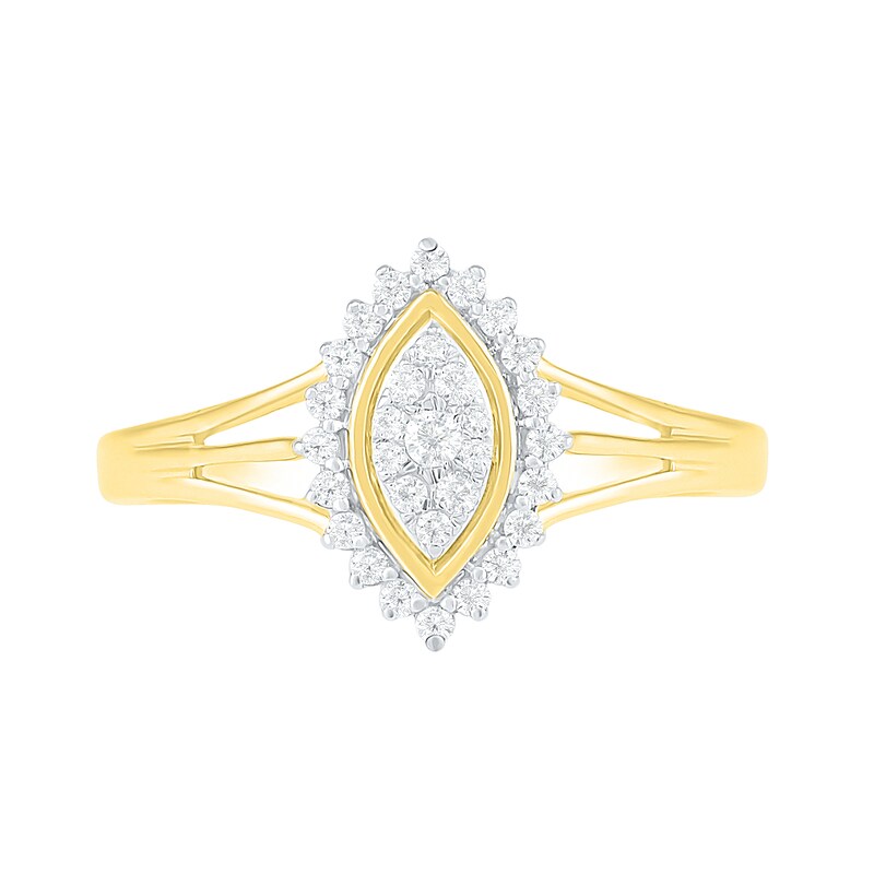 Main Image 5 of 0.29 CT. T.W. Composite Diamond Marquise Frame Sunburst Bridal Set in 10K Gold