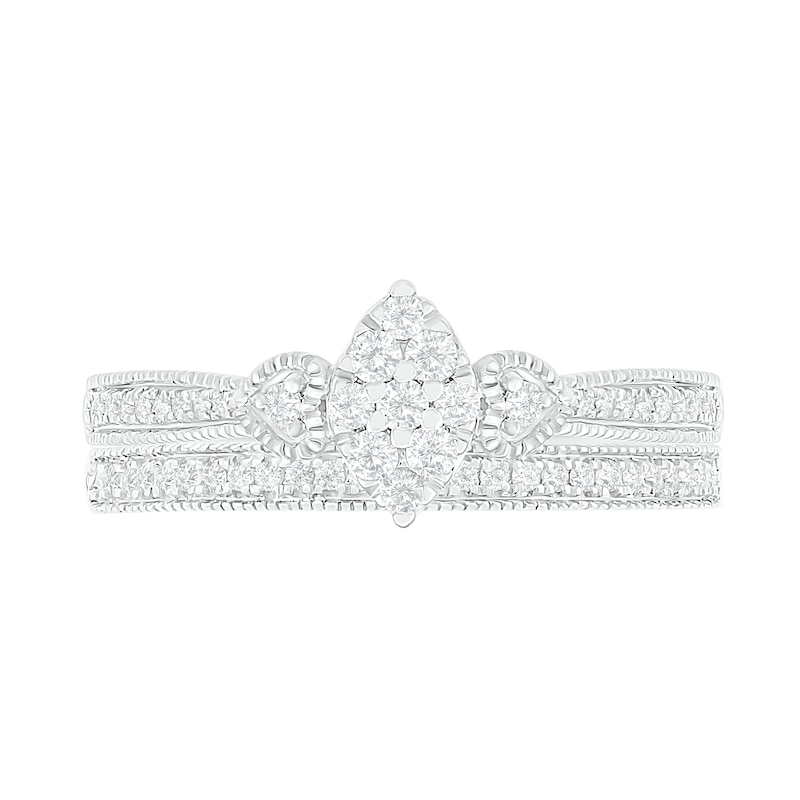Main Image 3 of 0.29 CT. T.W. Composite Diamond Marquise Vintage-Style Bridal Set in 10K White Gold