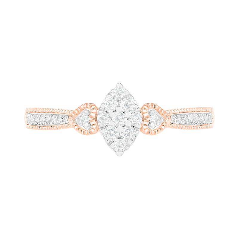 Main Image 5 of 0.29 CT. T.W. Composite Diamond Marquise Vintage-Style Bridal Set in 10K Rose Gold
