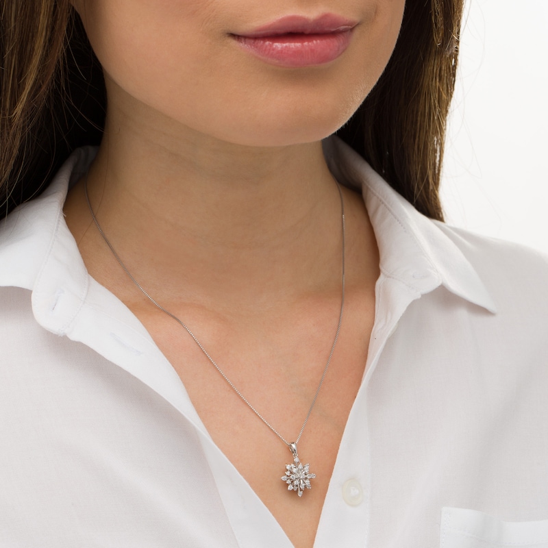 Main Image 3 of Marilyn Monroe™ Collection 0.45 CT. T.W. Diamond Starburst Pendant in 10K White Gold