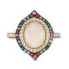 Thumbnail Image 4 of EFFY™ Collection Oval Opal, Multi-Gemstone and 0.15 CT. T.W. Diamond Double Frame Ring in 14K Gold