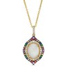 Thumbnail Image 1 of EFFY™ Collection Oval Opal, Multi-Gemstone and 0.15 CT. T.W. Diamond Double Frame Pendant in 14K Gold