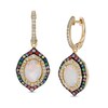 Thumbnail Image 0 of EFFY™ Collection Oval Opal, Multi-Gemstone and 0.36 CT. T.W. Diamond Double Frame Drop Earrings in 14K Gold