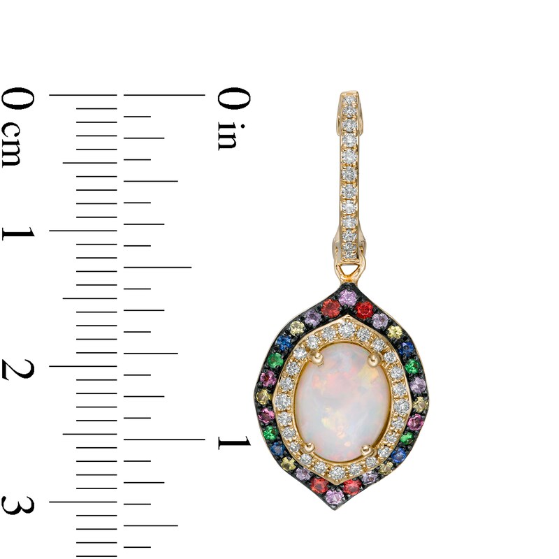 Main Image 3 of EFFY™ Collection Oval Opal, Multi-Gemstone and 0.36 CT. T.W. Diamond Double Frame Drop Earrings in 14K Gold