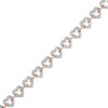 Thumbnail Image 0 of 0.10 CT. T.W. Diamond Hearts Bracelet in Sterling Silver and 10K Rose Gold - 7.5"