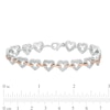 Thumbnail Image 3 of 0.10 CT. T.W. Diamond Hearts Bracelet in Sterling Silver and 10K Rose Gold - 7.5"