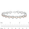 Thumbnail Image 3 of 0.10 CT. T.W. Diamond Hearts Bracelet in Sterling Silver and 10K Rose Gold - 7.5"