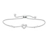 Diamond Accent Heart-Shaped Knot Bolo Bracelet in Sterling Silver - 9.5"
