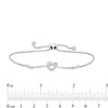 Diamond Accent Heart-Shaped Knot Bolo Bracelet in Sterling Silver - 9.5"