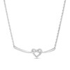 Thumbnail Image 1 of 0.04 CT. T.W. Diamond Heart-Shaped Knot Necklace in Sterling Silver
