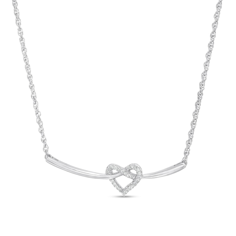 0.04 CT. T.W. Diamond Heart-Shaped Knot Necklace in Sterling Silver|Peoples Jewellers