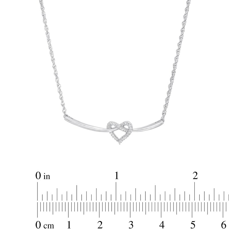 0.04 CT. T.W. Diamond Heart-Shaped Knot Necklace in Sterling Silver